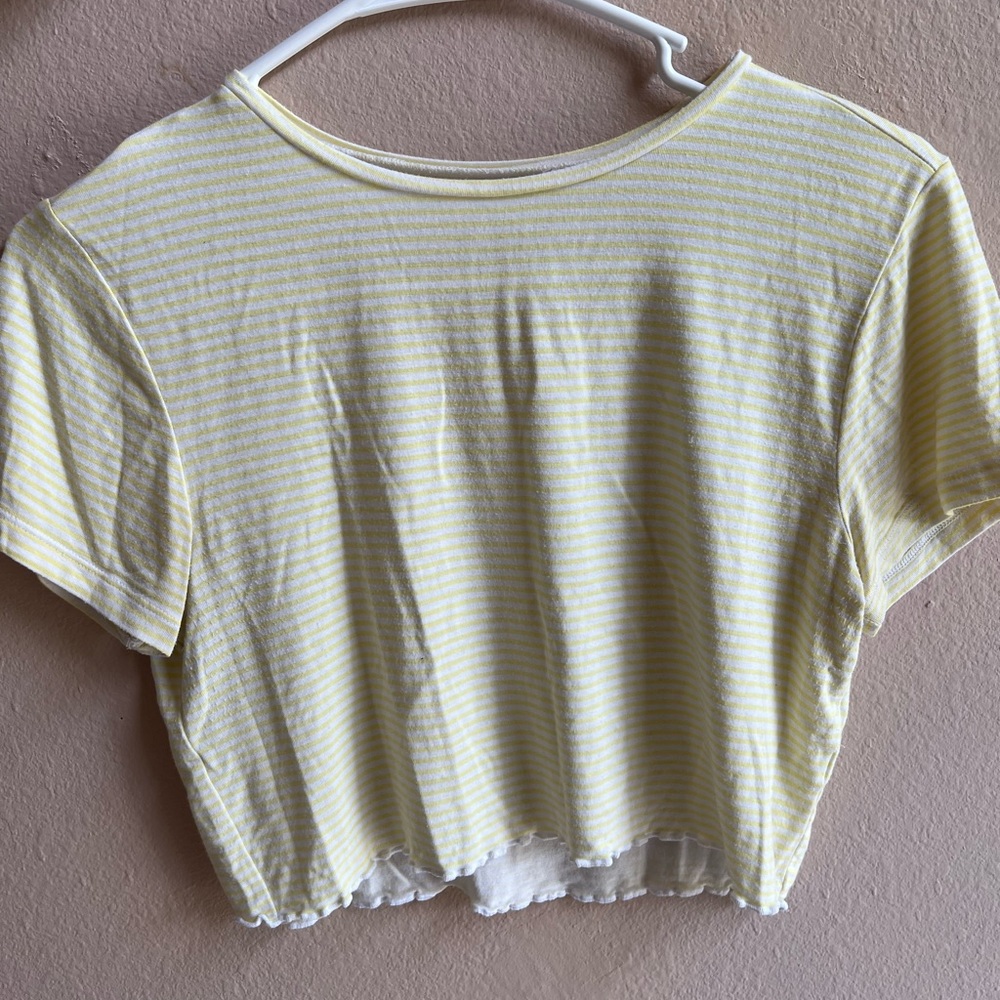 Yellow and white striped crop top, PacSun Basics, Women’s M